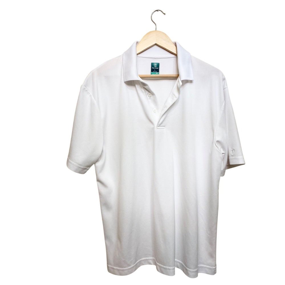 Pro Tour Airplay White Golf Polo Shirt Womens Large Short Sleeve Performance Top